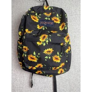 JanSport Sunflowers Black Floral Large Backpack-‎ Classic- Superbreak Plus